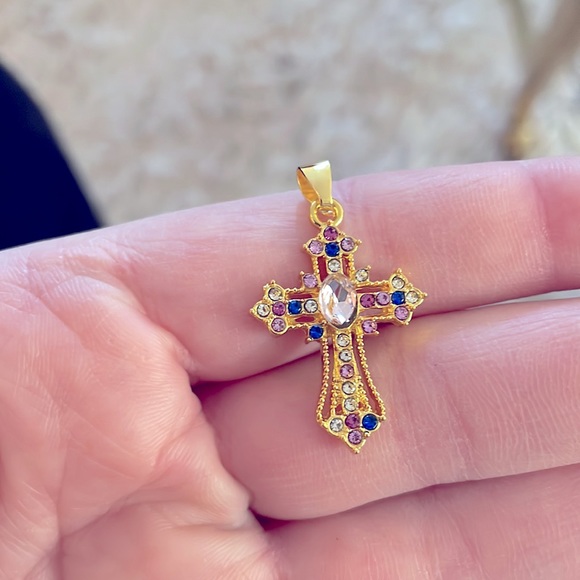 Cubic Zirconia Cross Necklace - Picture 3 of 3